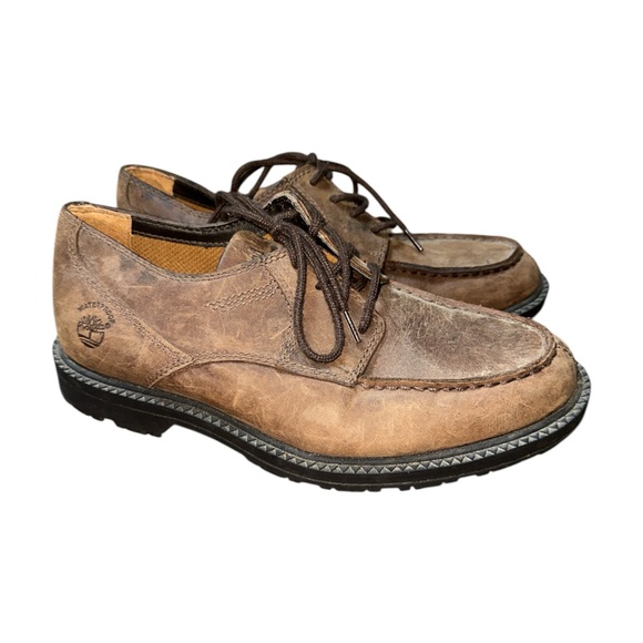 Timberland Other - Timberland Men's Brown Waterproof Lace Up Loafers Size 7M Good Pre-Owned